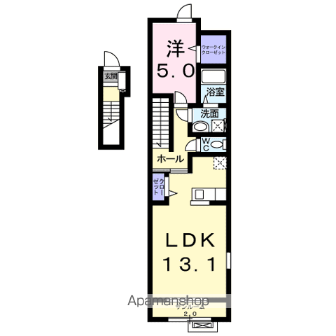 ベラドンナ(1LDK/2階)の間取り写真