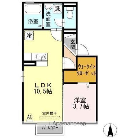 福井県福井市 2階建 築16年(1LDK/2階)の間取り写真