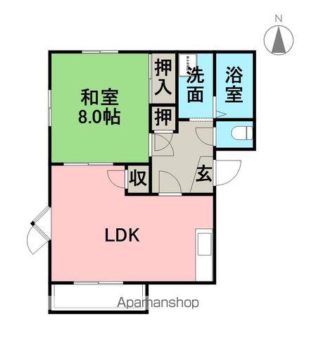 サンエクセルB棟(1LDK/2階)の間取り写真