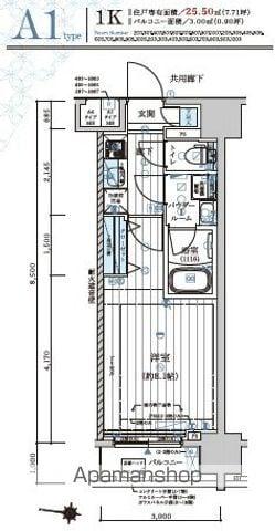 メインステージ森下Ⅱ(1K/9階)の間取り写真