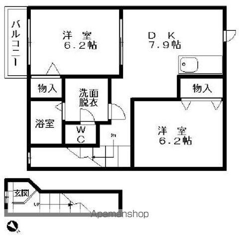 エスタブレB(2LDK/2階)の間取り写真
