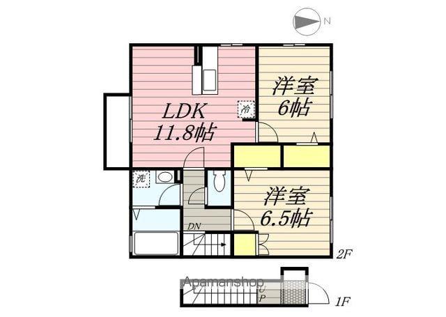 カスターノAB(2LDK/2階)の間取り写真