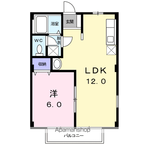 フレア12B(1LDK/1階)の間取り写真