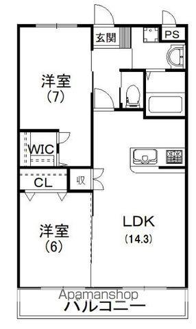 ティガーレジデンス(2LDK/1階)の間取り写真