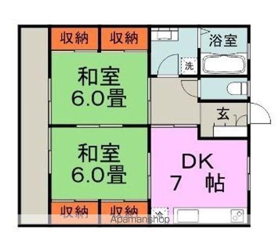 サブハウス甘木(2DK/2階)の間取り写真