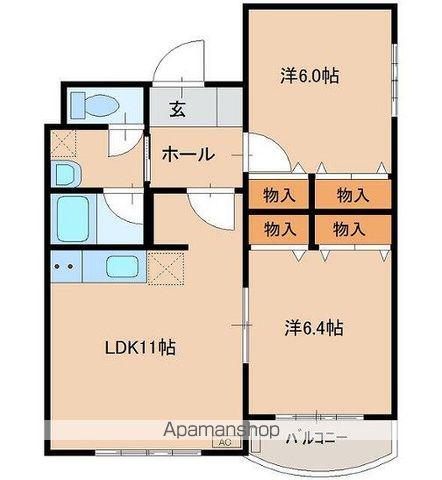 ブールヴァール(2LDK/2階)の間取り写真