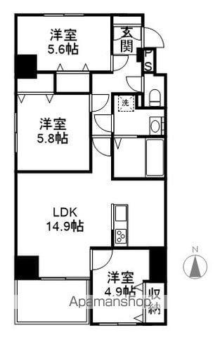 ファインステイジ柳町(3LDK/4階)の間取り写真