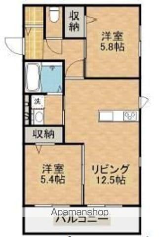 エリタージュ エモーション(2LDK/1階)の間取り写真