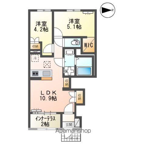 グリーンコート 西の原(2LDK/1階)の間取り写真