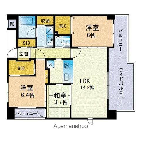 アクシオン箱崎東グラージュ(3LDK/8階)の間取り写真