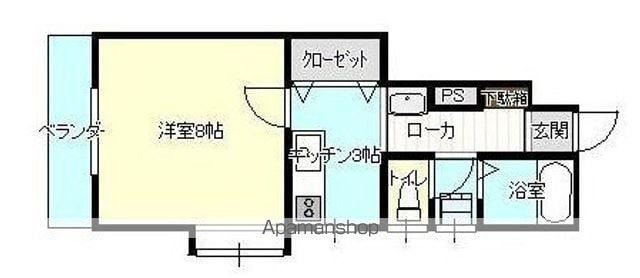 ソレイユA(1K/1階)の間取り写真