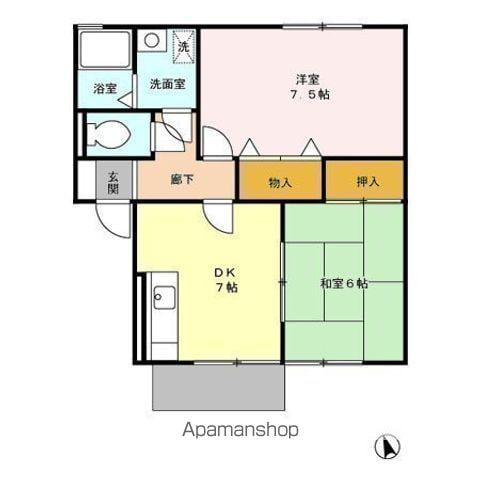 プレミールA(2DK/1階)の間取り写真