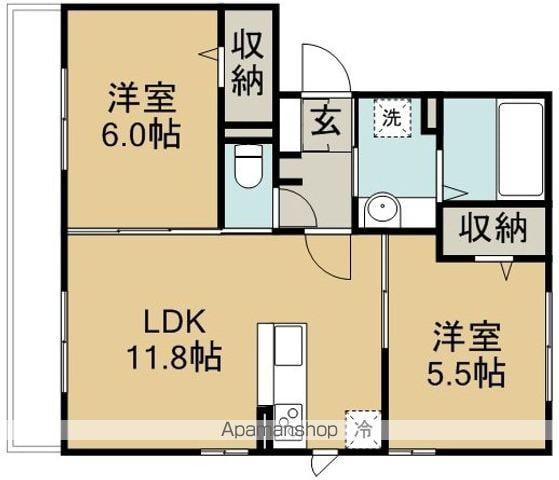 シャンティーユ曙台 Ⅲ(2LDK/3階)の間取り写真