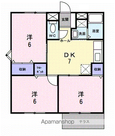 ハイツ十蓮寺A棟(3DK/1階)の間取り写真