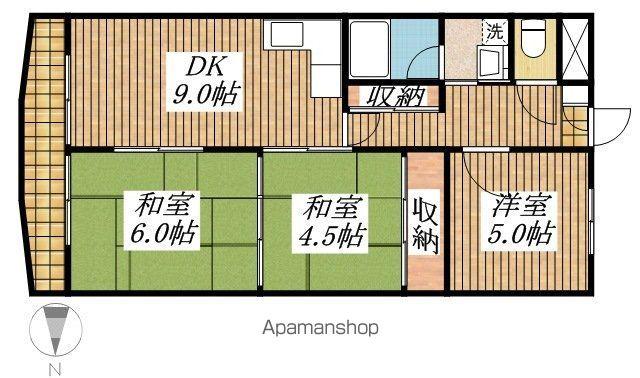 ファミーユ旭(3DK/3階)の間取り写真
