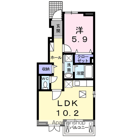 プラシード カーサ(1LDK/1階)の間取り写真