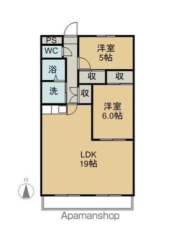 サンビレッジ高ノ宮(2LDK/6階)の間取り写真
