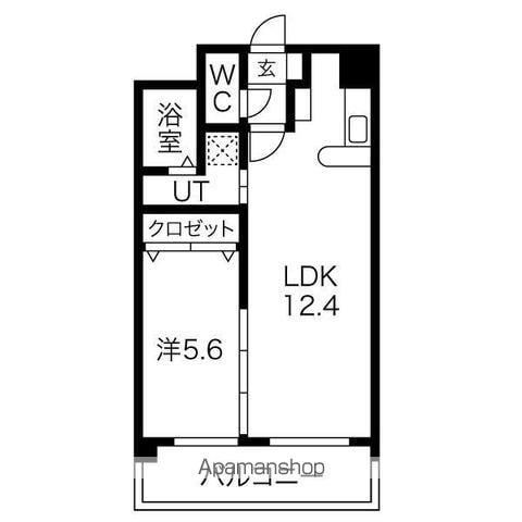 ドルチェ茶屋ヶ坂(1LDK/1階)の間取り写真