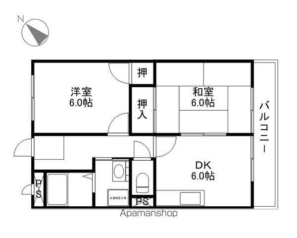 サニーガーデンⅡ(2DK/2階)の間取り写真