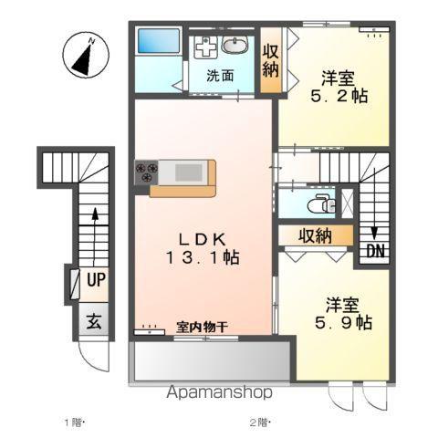 エクセルヴィラ(2LDK/2階)の間取り写真