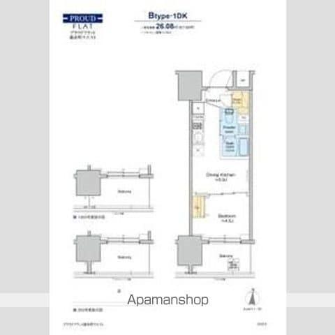 プラウドフラット錦糸町ウエスト(1DK/6階)の間取り写真