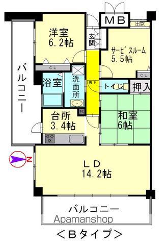 レゾナンス庚午(2SLDK/3階)の間取り写真