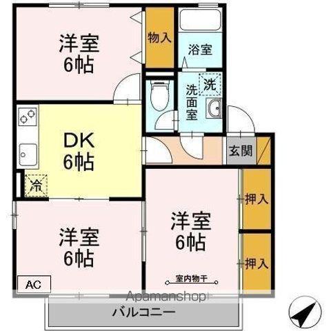 メゾンドソレイユ(3DK/2階)の間取り写真