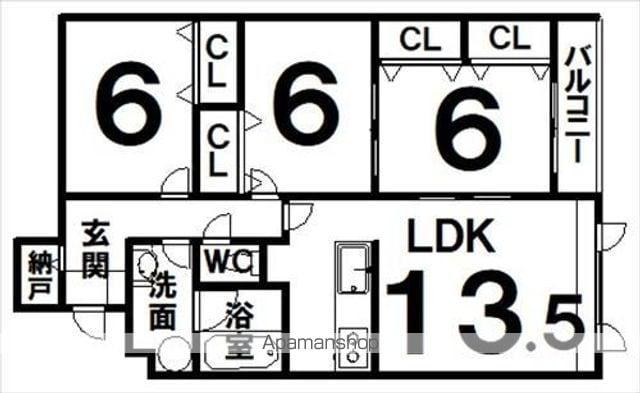 ライトワン24(3LDK/3階)の間取り写真