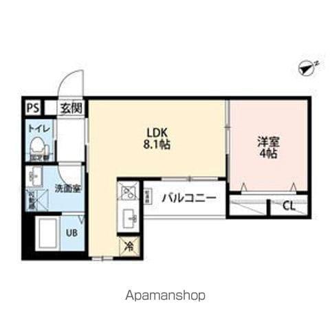 TIDA 高畑(1LDK/1階)の間取り写真