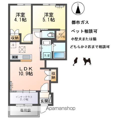 伝法寺2丁目アパート(2LDK/1階)の間取り写真