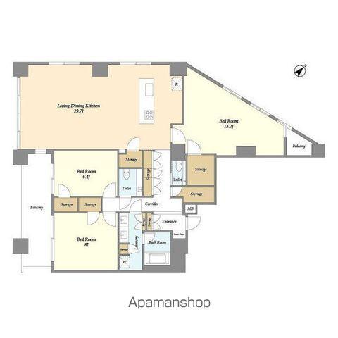 LASANTE池田山(3LDK/18階)の間取り写真