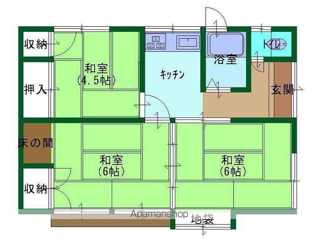 常磐線 相馬駅 徒歩13分 1階建 築52年(3K)の間取り写真