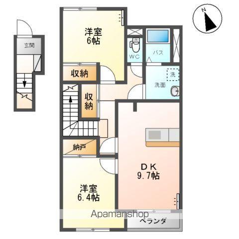 エバープレイス(2DK/2階)の間取り写真