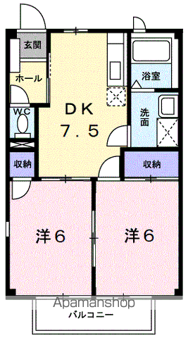 スカイメゾンⅠ(2DK/1階)の間取り写真