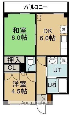 湯川パレス(2DK/5階)の間取り写真