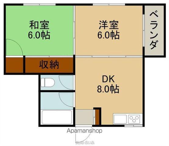 カーサコンベンション(2DK/2階)の間取り写真