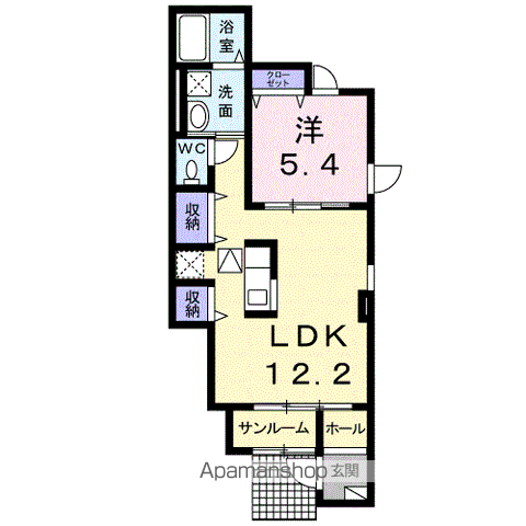 メゾン北三国ケ丘(1LDK/1階)の間取り写真