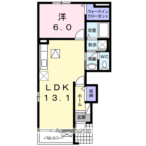秋桜NEOA(1LDK/1階)の間取り写真