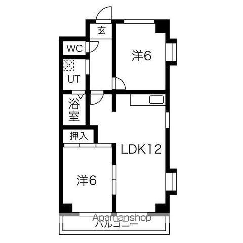 コーポラス小出(2LDK/5階)の間取り写真