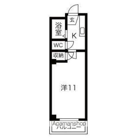 ローズⅢ(1K/2階)の間取り写真