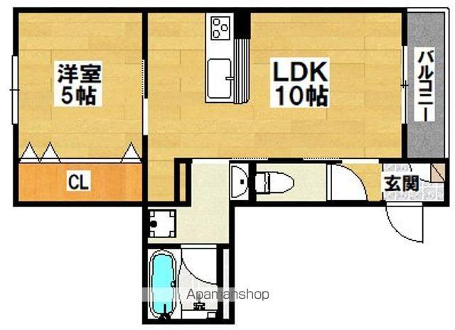 クリーンアイランド 住吉(1LDK/2階)の間取り写真