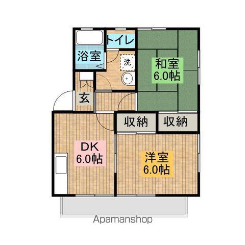 メゾンヒロモトD棟(2DK/1階)の間取り写真