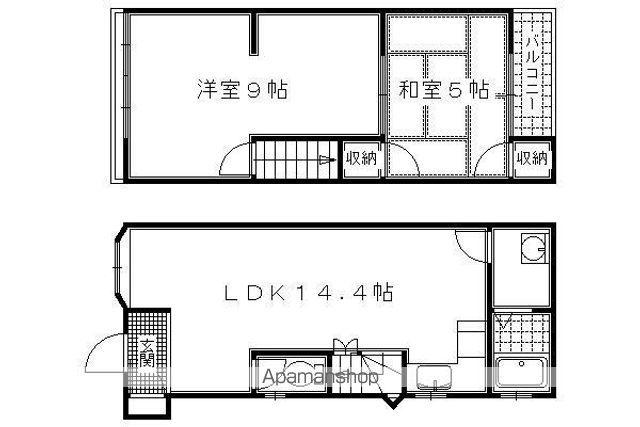 京都市烏丸線 竹田駅(京都) 徒歩9分 2階建 築45年(2LDK)の間取り写真