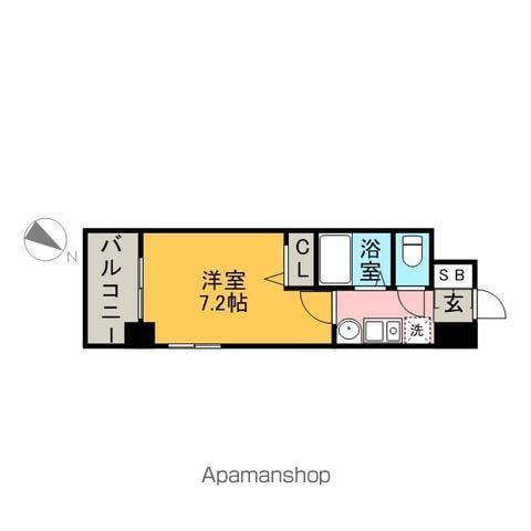 エステムコート博多駅前Ⅱセグティス(1K/6階)の間取り写真
