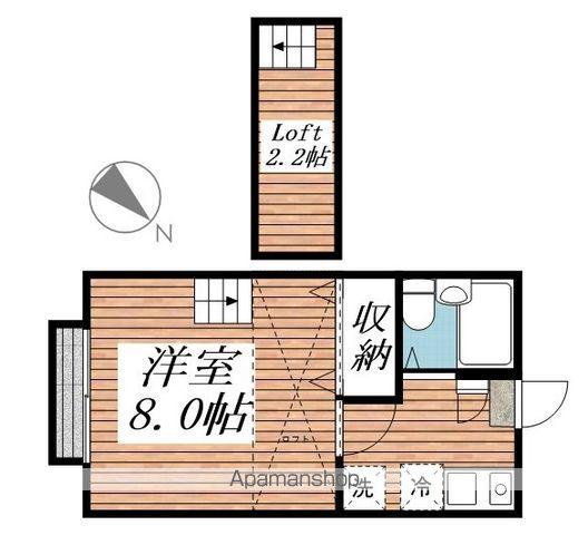 千原ツインA棟(1K/2階)の間取り写真