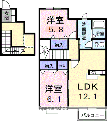 コルティーレ(2LDK/2階)の間取り写真