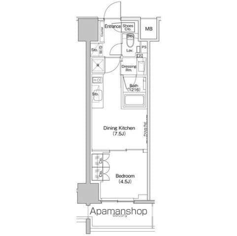 ザ・パークハビオ元浅草プレイス(1DK/11階)の間取り写真