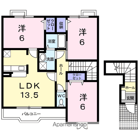 カレントⅡ(3LDK/2階)の間取り写真