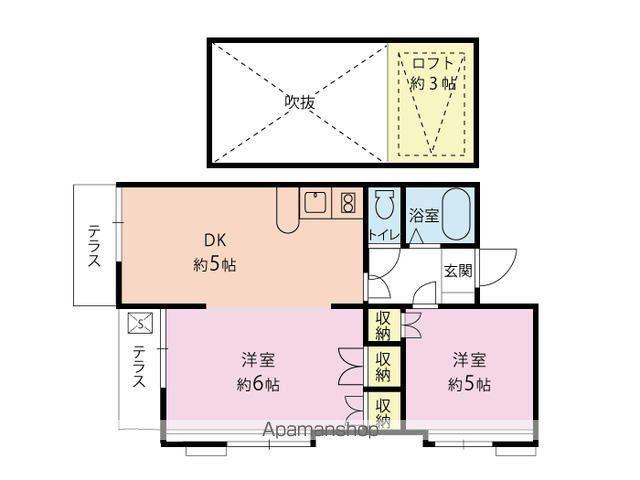 カサベラ参番館(2DK/1階)の間取り写真
