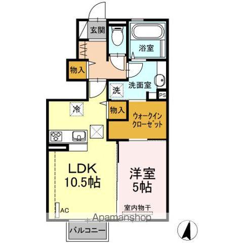 VENT VERT(1LDK/1階)の間取り写真